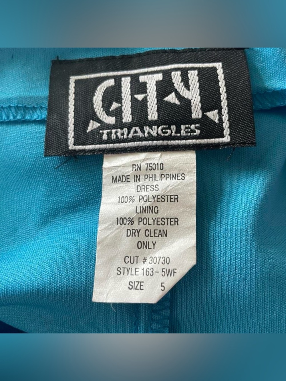 Vintage 90s City Triangles Blue Botanical Tropical Sleeveless Midi Dress Size S - Picture 6 of 8